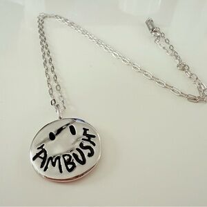 Ambush Smiley Silver Pendant Necklace